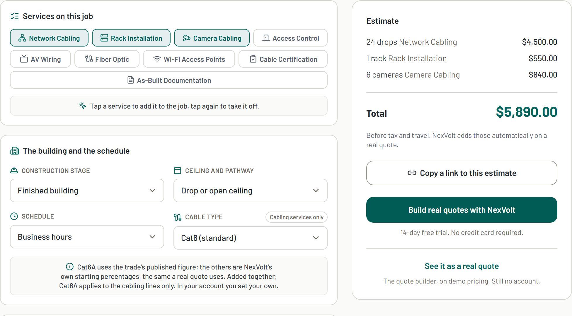 Pricing calculator, with an example answer